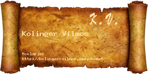 Kolinger Vilmos névjegykártya